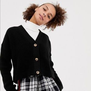 Cropped Black Cardigan